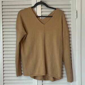Soft Surroundings cashmere sweater caramel tan yellow v-neck dolman pullover XS